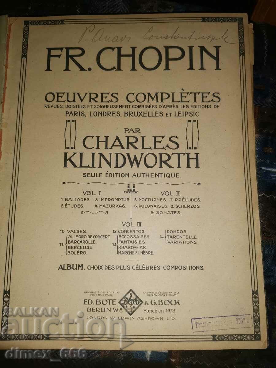 Fr. Chopin - Oeuvres completes par Charles Klindworth