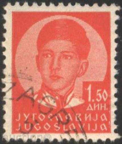 The stamped mark King Peter II of 1936 from Yugoslavia.