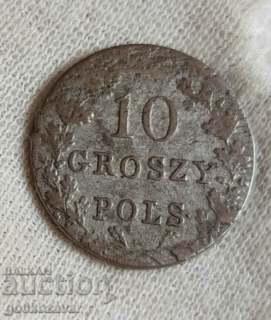 Polonia 10 Groszka 1831 Argint rar! RR