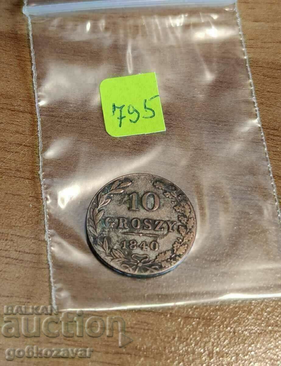Poland 10 Groszka 1840 Silver rare! RR - 6 Poland 10 Groszka 1840 Silver rare! RR - 6