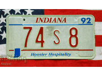 US License Plate INDIANA 1992