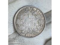 Germany 1/2 Stamp 1915 Silver