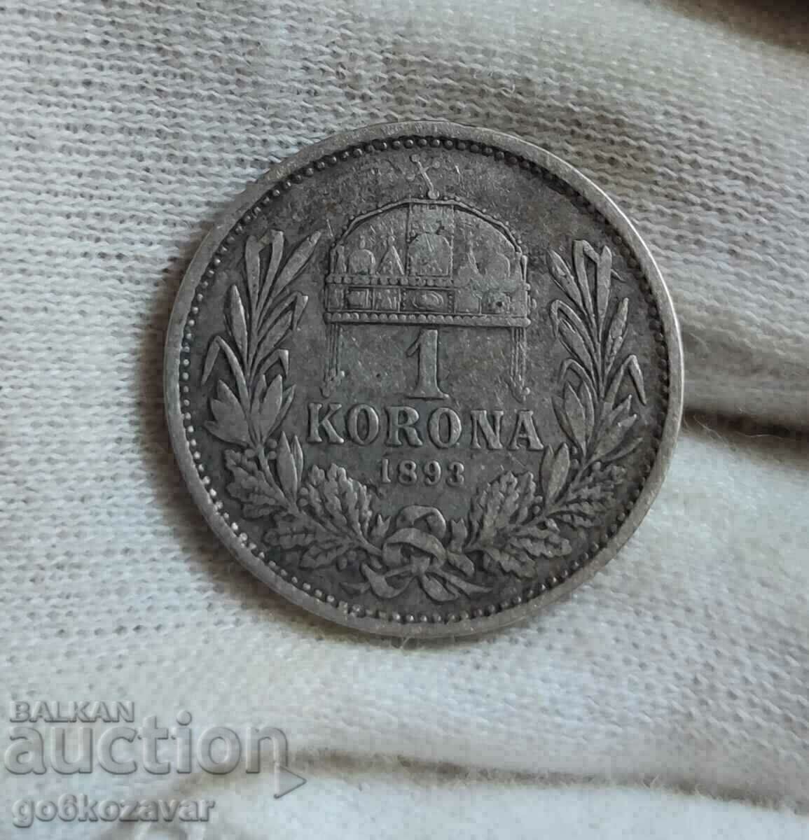 Ungaria 1 coroană 1893 Argint. Ungaria 1 coroană 1893 Argint.