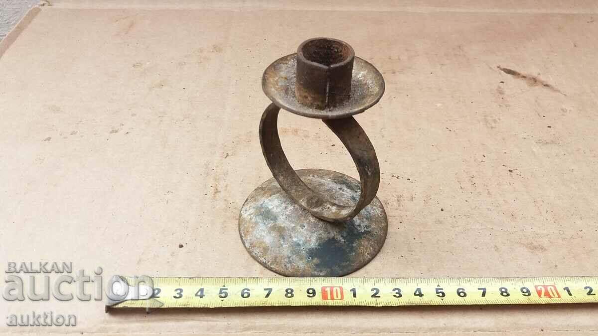 Auction  OLD SOLID SMALL METAL CANDLE HOLDER