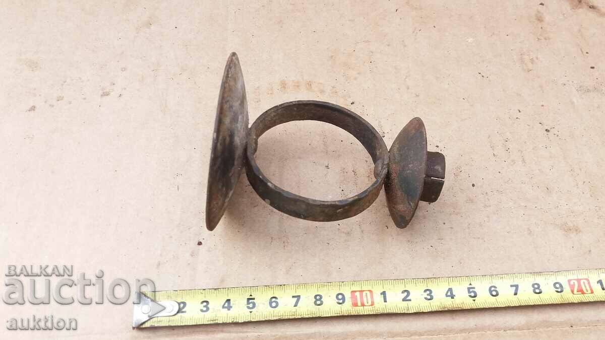 OLD SOLID SMALL METAL CANDLE HOLDER - 6
