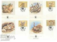 Йемен 1989 - 4 броя FDC Комплектна серия - WWF Котки