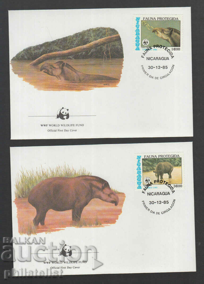 Nicaragua 1985 - 4 pieces FDC Complete series - WWF