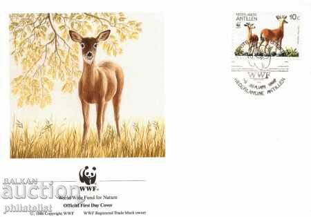 Auction Netherlands Antilles 1992 - 4 pieces FDC Complete series - WWF Auction Netherlands Antilles 1992 - 4 pieces FDC Complete series - WWF