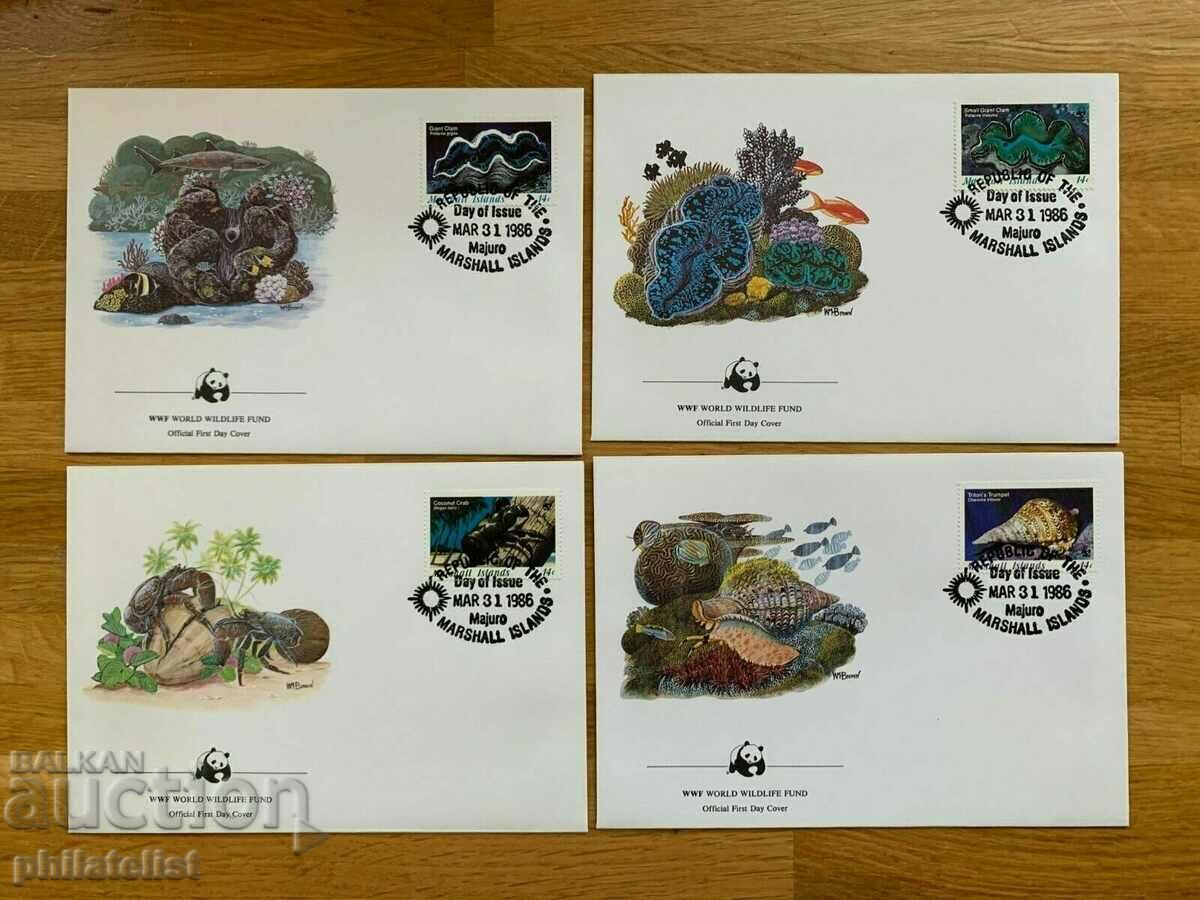 Маршалови острови 1986 - 4 броя FDC Комплектна серия - WWF