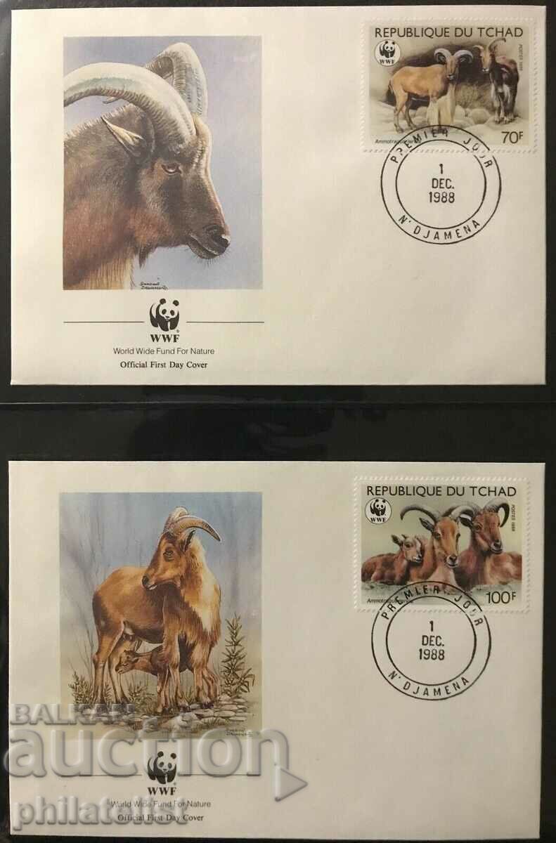 Chad 1988 - 4 pieces FDC Complete series - WWF