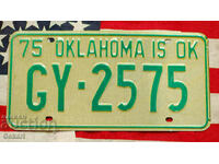 US License Plate OKLAHOMA 1975