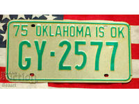US License Plate OKLAHOMA 1975