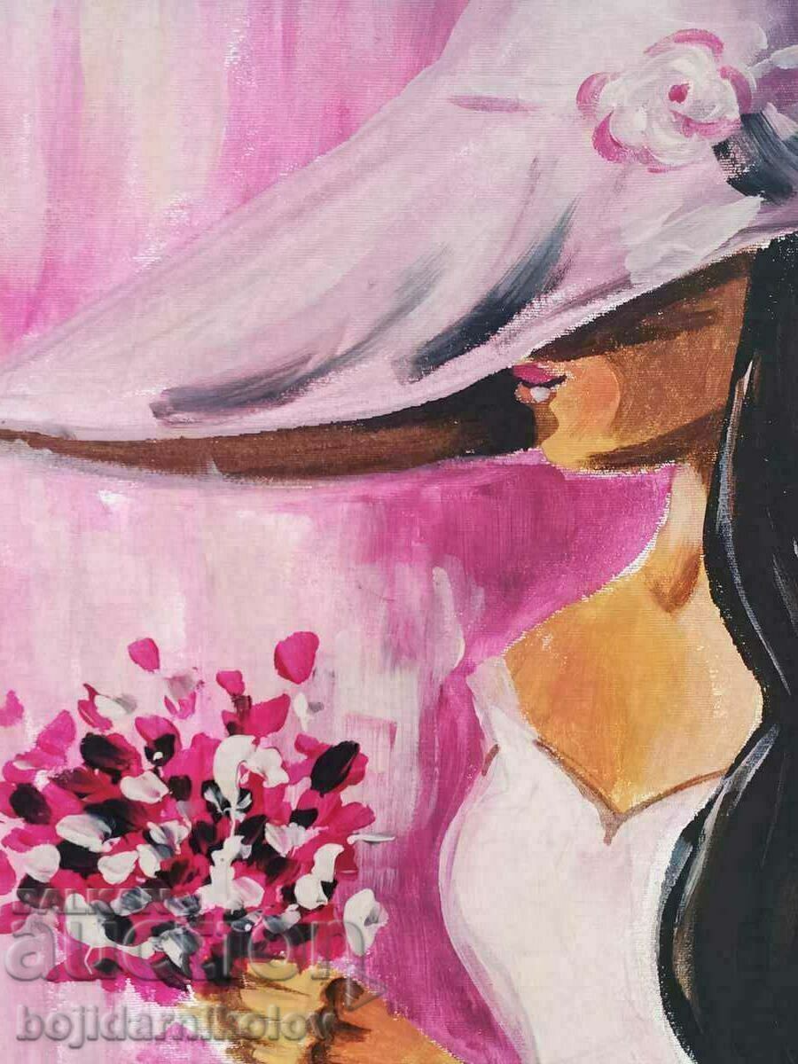 Bouquet of the beloved, painted picture 30/40 on canvas with price 84.98 BGN | € 43.45