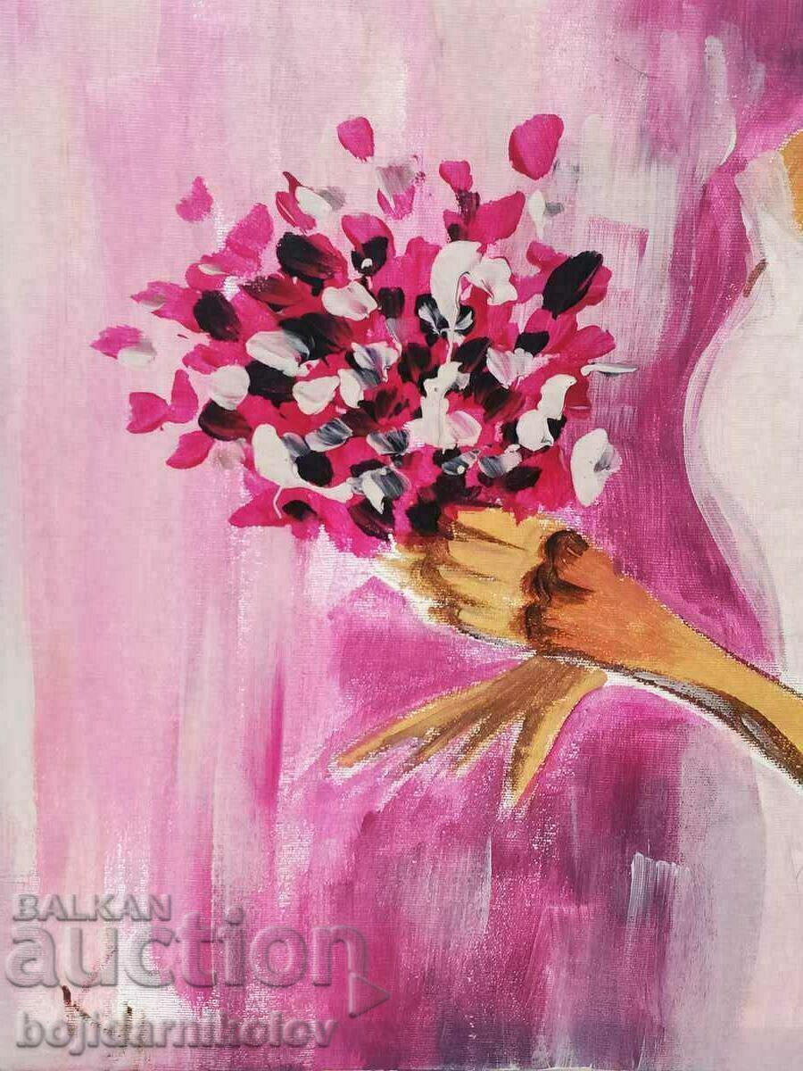 Bouquet of the beloved, painted picture 30/40 on canvas - 6