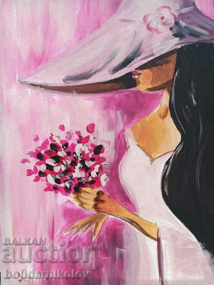 Bouquet of the beloved, painted picture 30/40 on canvas