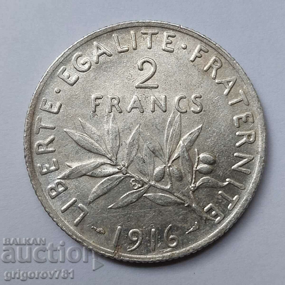 2 Φράγκα Ασημένιο Γαλλία 1916 - Ασημένιο νόμισμα #7