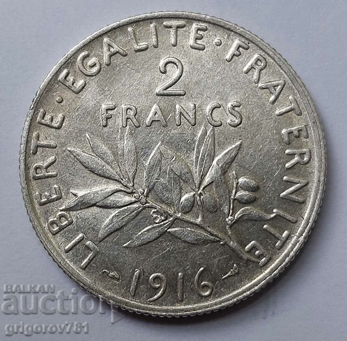 2 франка сребро Франция 1916 - сребърна монета #8