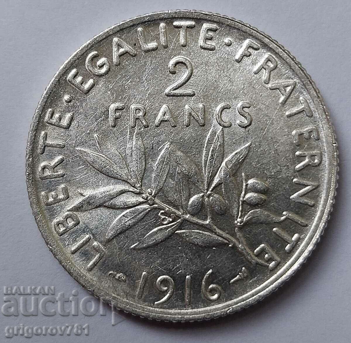 2 Francs Silver France 1916 - Silver Coin #11