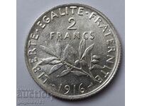 2 франка сребро Франция 1916 - сребърна монета #11
