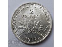 2 франка сребро Франция 1917 - сребърна монета #36
