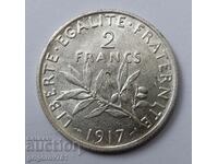 2 франка сребро Франция 1917 - сребърна монета #37
