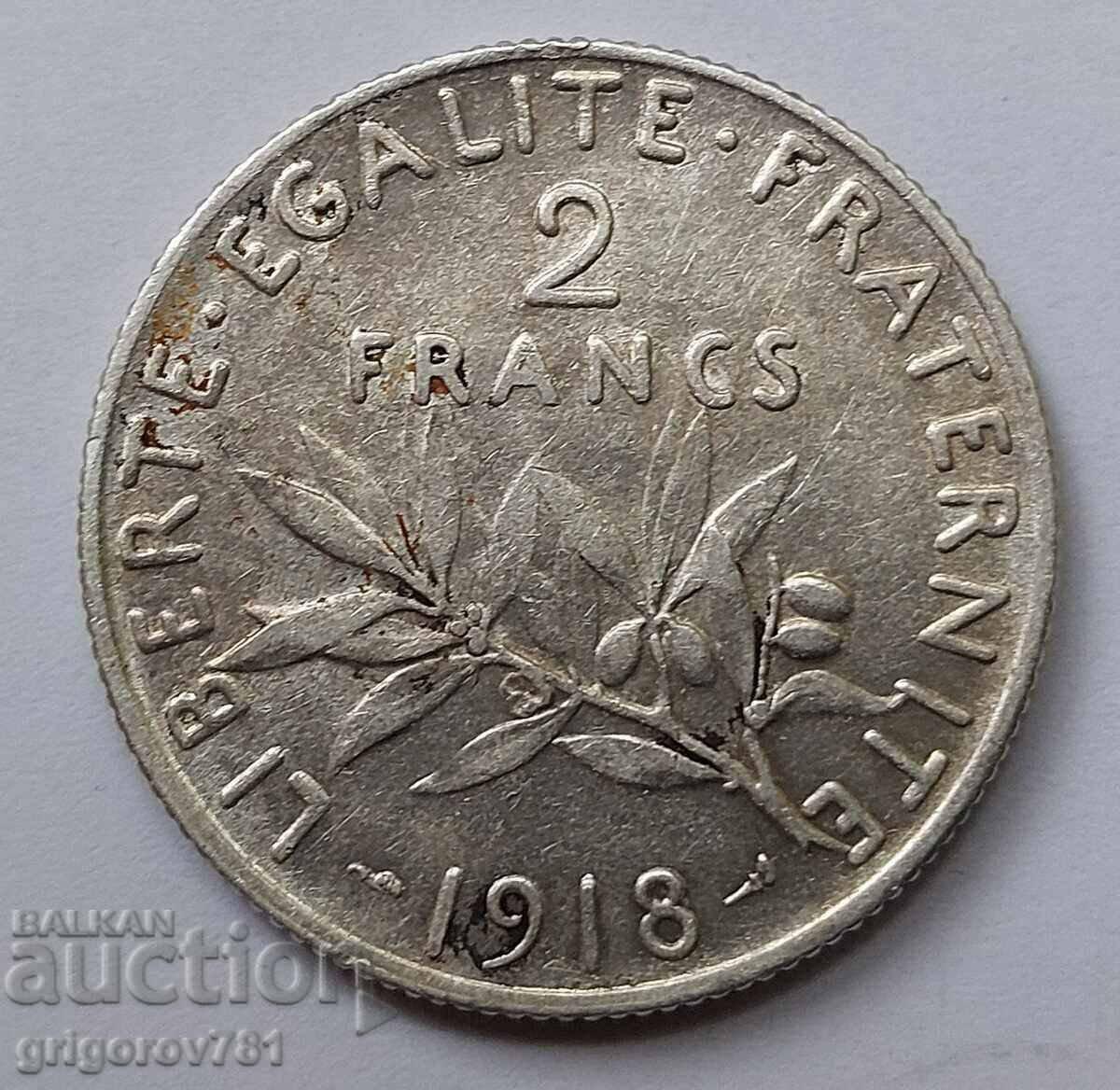 2 Francs Silver France 1912 - Silver Coin #39