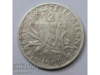 2 Francs Silver France 1901 - Silver Coin #40