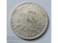 2 Francs Silver France 1898 - Silver Coin #43