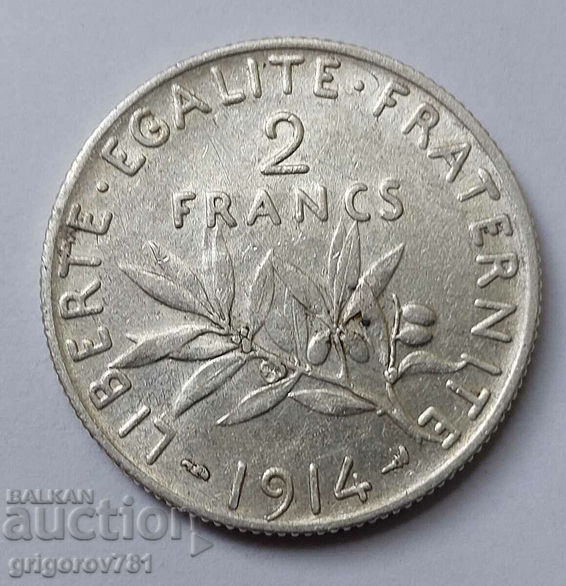 2 Franci Argint Franta 1914 - Moneda de argint #45