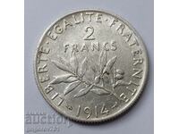 2 франка сребро Франция 1914 - сребърна монета #45