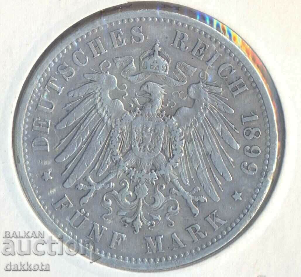 Прусия 5 марки 1899 година, 528 хиляди тираж