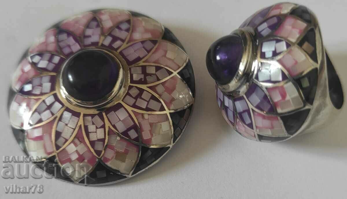 Auction Very beautiful silver ring and pendant set Auction Very beautiful silver ring and pendant set