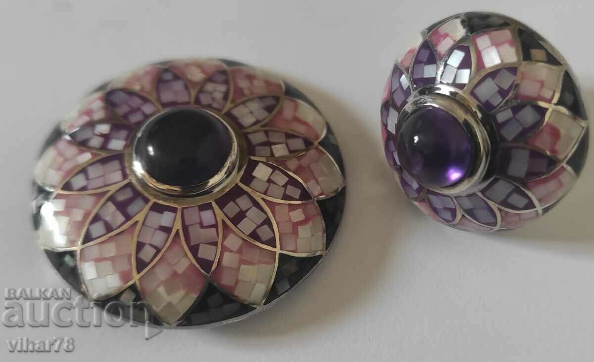 Very beautiful silver ring and pendant set - 5 Very beautiful silver ring and pendant set - 5