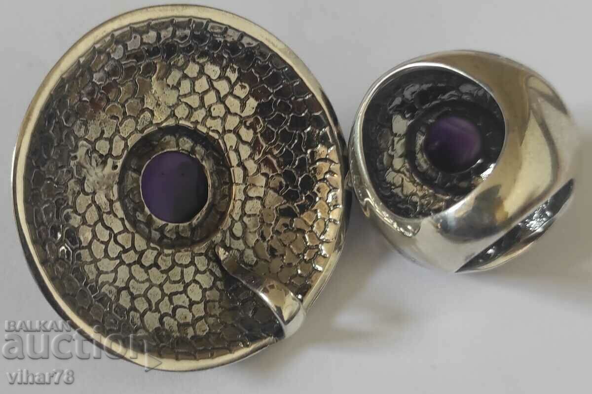 Very beautiful silver ring and pendant set - 7 Very beautiful silver ring and pendant set - 7