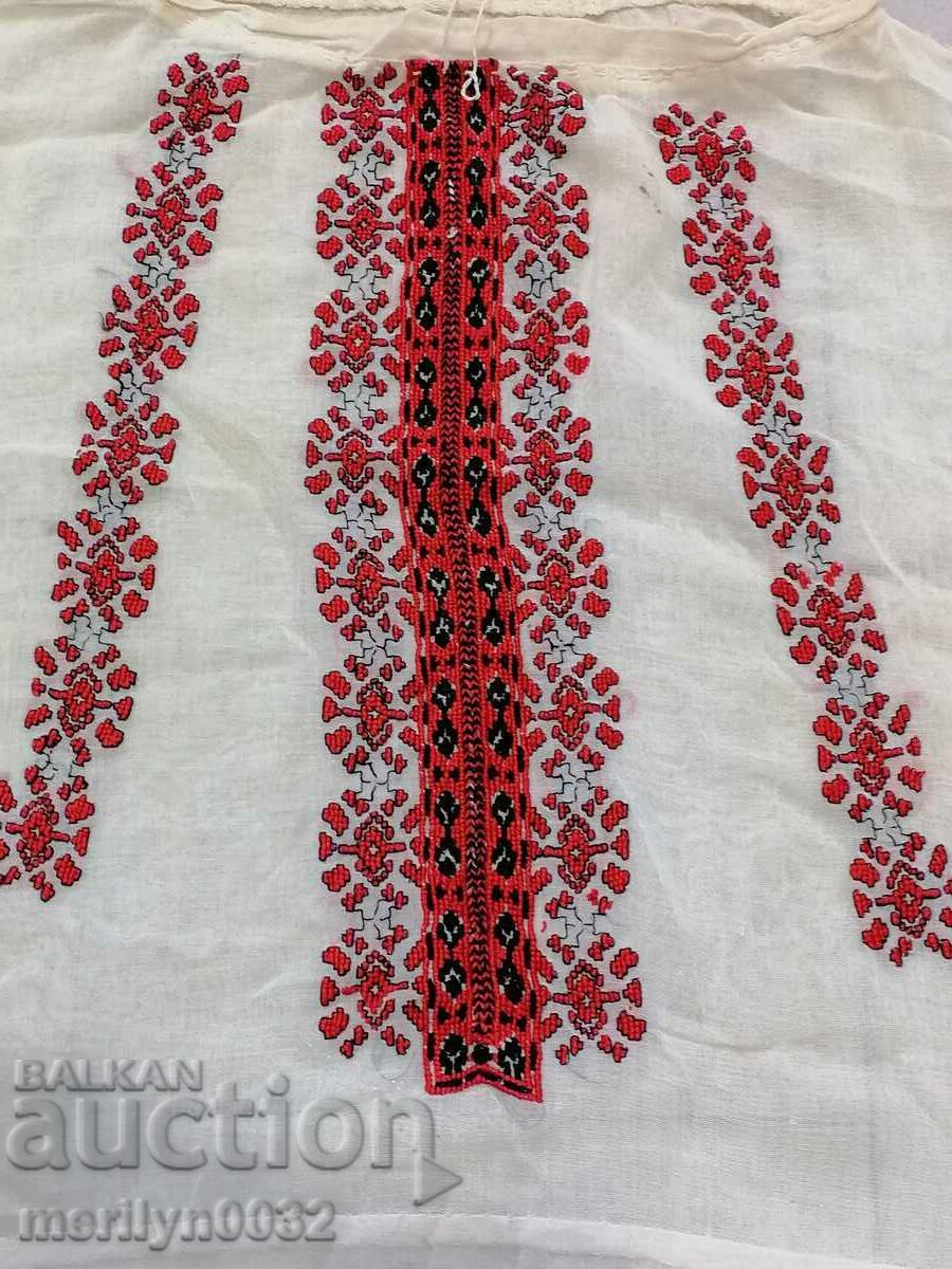 Auction  Old shirt with Bulgarian embroidery silk kenar costume