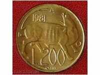 200 liras 1981 FAO, San Marino