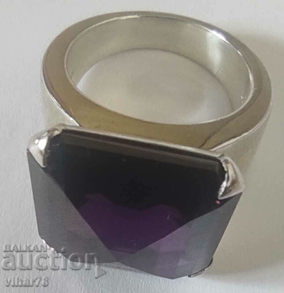 MARKOV SOLID SILVER RING WITH AMETHYST