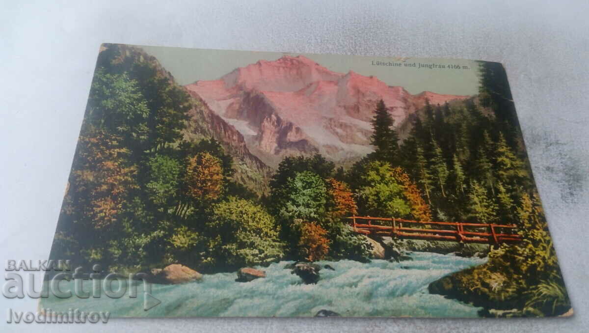 Postcard Lutschine und Jungfrau 4166 m 1919