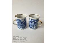 Porcelain cups - cobalt and gilding