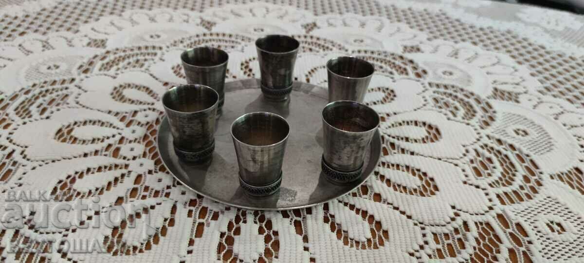 Auction Antique Silver Plated Russian Service for Vodka - Liqueur - Melchior Auction Antique Silver Plated Russian Service for Vodka - Liqueur - Melchior