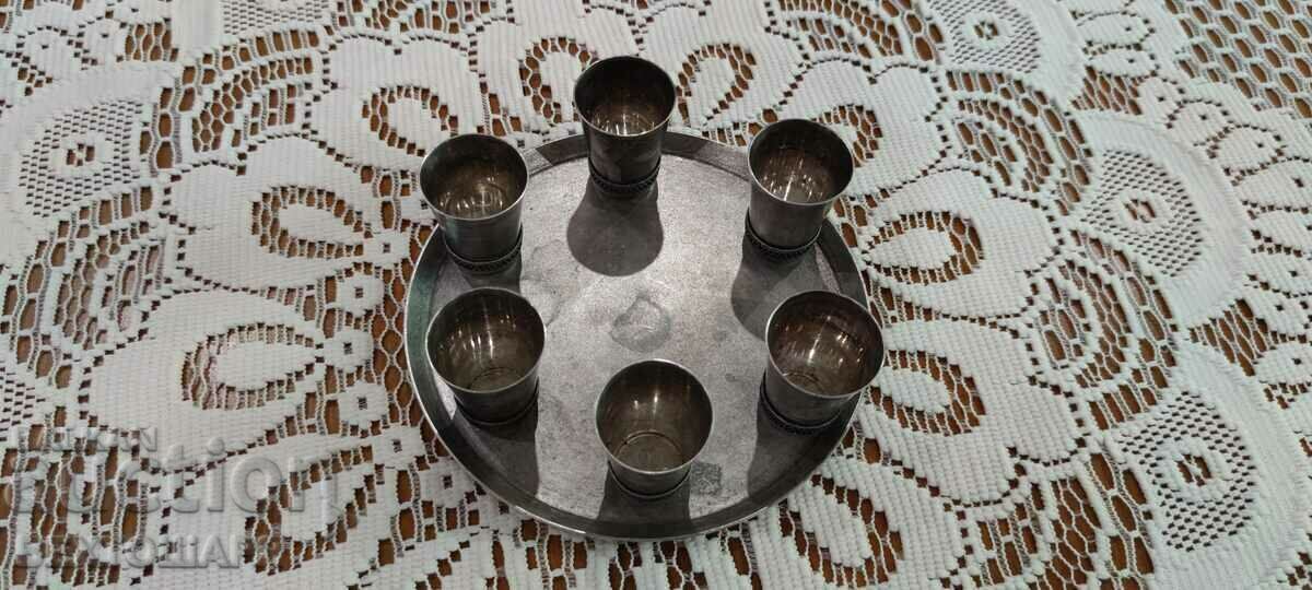 Delivery of Antique Silver Plated Russian Service for Vodka - Liqueur - Melchior Delivery of Antique Silver Plated Russian Service for Vodka - Liqueur - Melchior