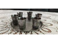 Old Silver Plated Russian Service for Vodka - Liqueur
