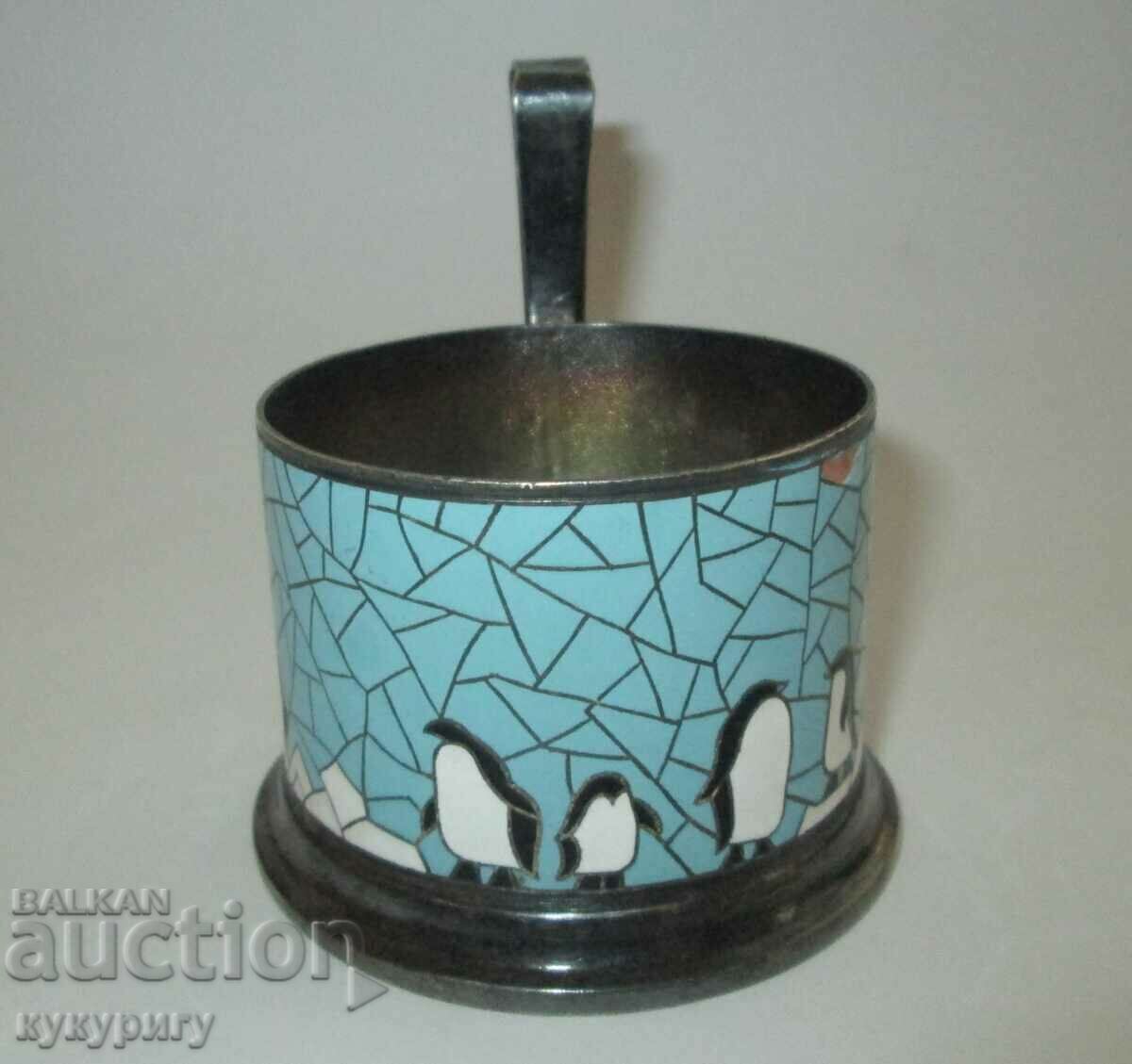 Παλιό ρωσικό εμαγιέ κυτταρικό σμάλτο με πιγκουίνους με τιμή 20.00 BGN | € 10.23