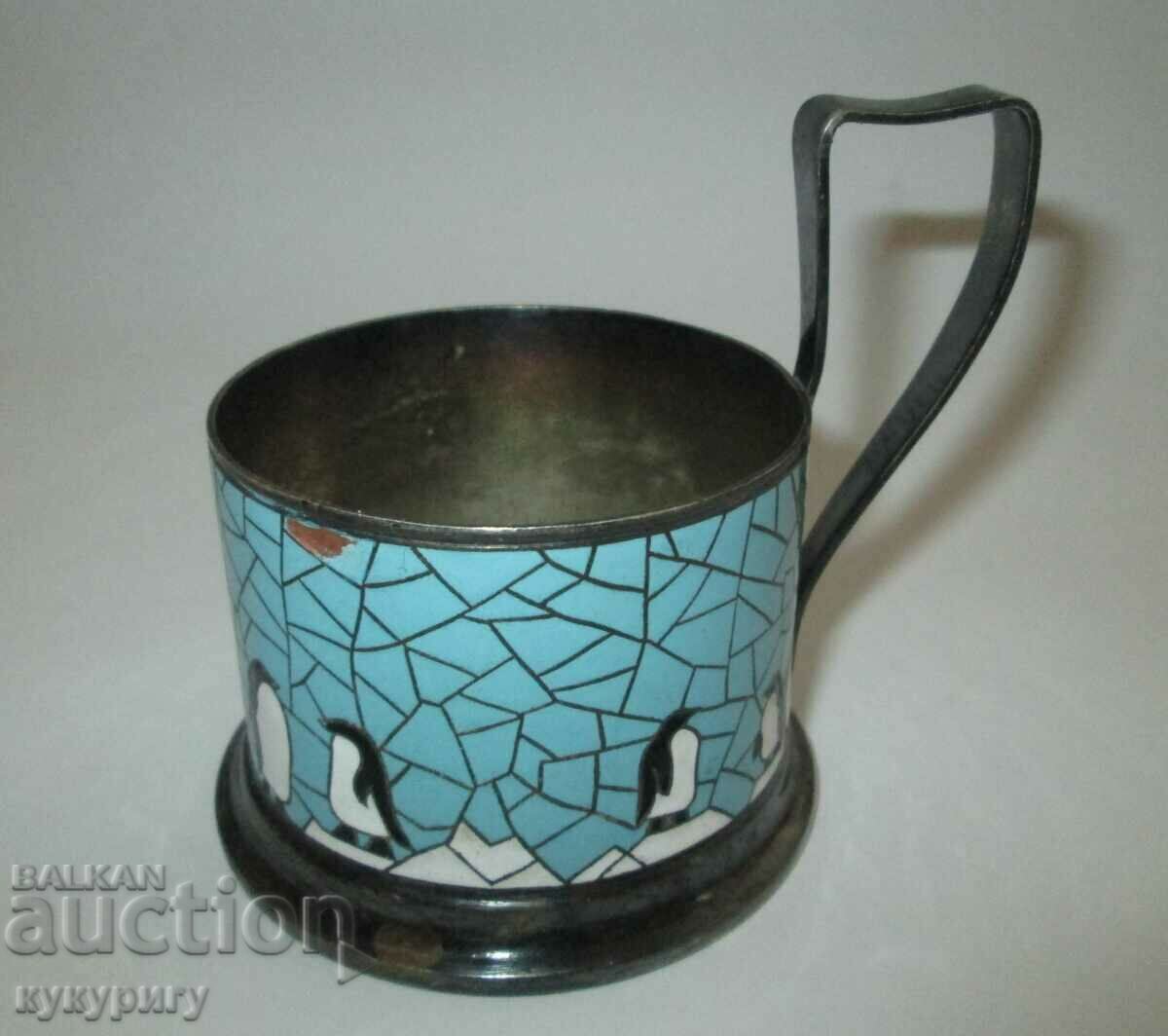 Δημοπρασία Παλιό ρωσικό εμαγιέ κυτταρικό σμάλτο με πιγκουίνους