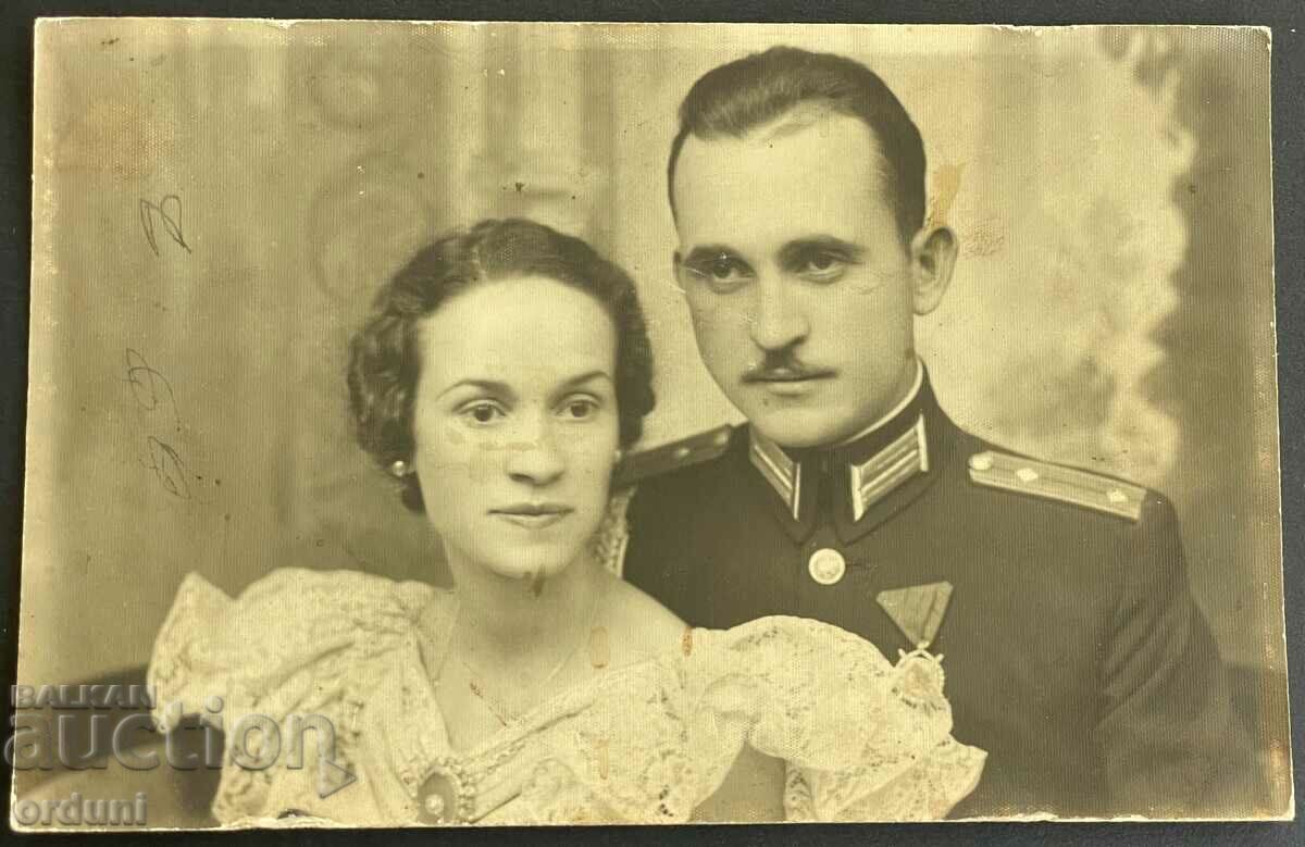 2761 Царство България семейна снимка офицер и съпруга 1937г.