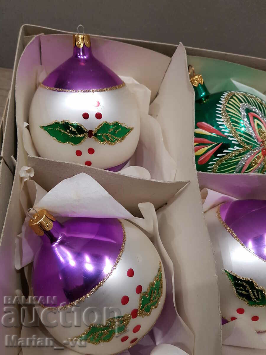 Bile mari de pom de Crăciun din sticlă veche - 5 Bile mari de pom de Crăciun din sticlă veche - 5