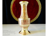 Bronze vase British India 12 cm., cellular enamel, marked