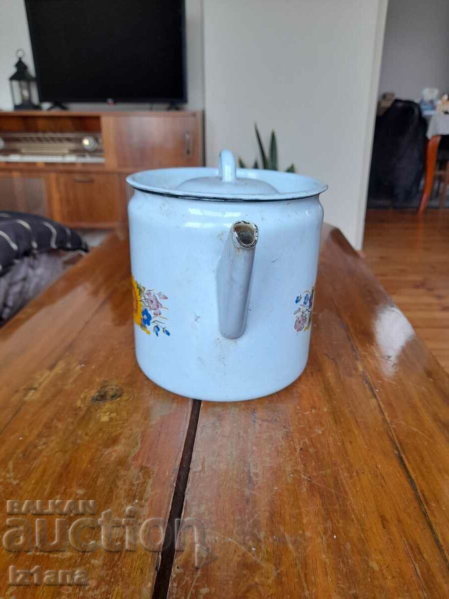 Old enamel teapot with price 38.00 BGN | € 19.43 Old enamel teapot with price 38.00 BGN | € 19.43