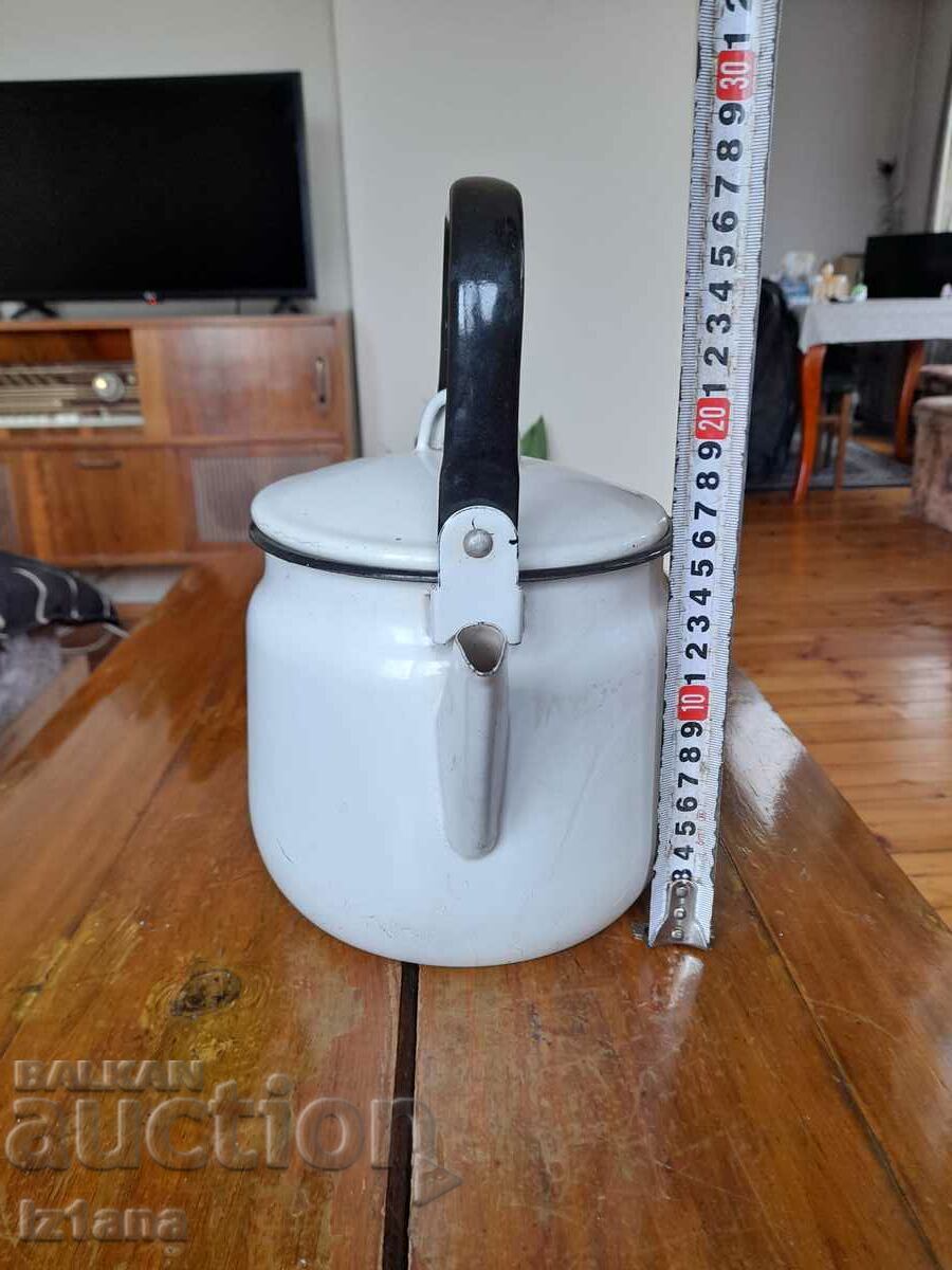Old enamel teapot with price 38.00 BGN | € 19.43 Old enamel teapot with price 38.00 BGN | € 19.43