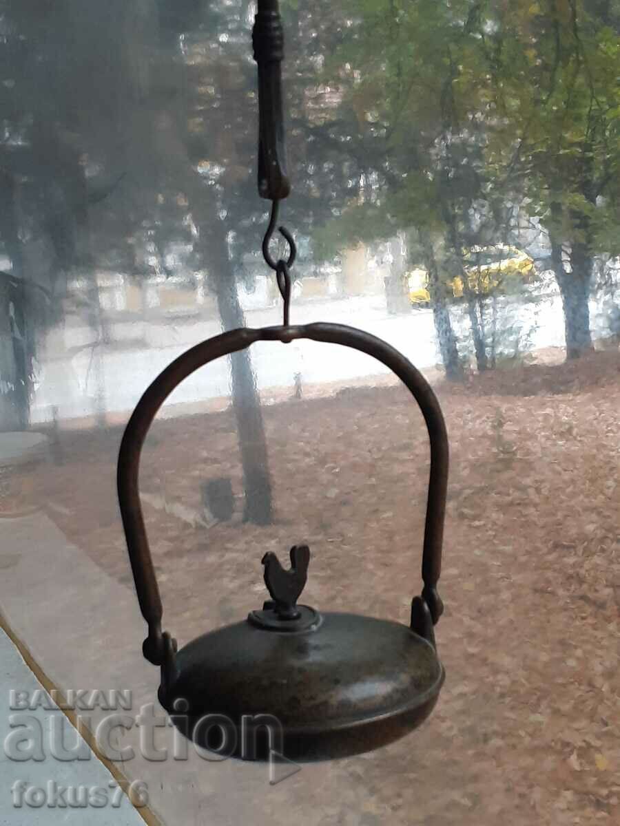 Unique old bronze gas or oil lamp